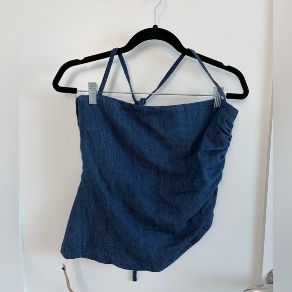 Reformation Tops - NWT Reformation Irene Denim Halter Top - Austin Blue - Size ：4